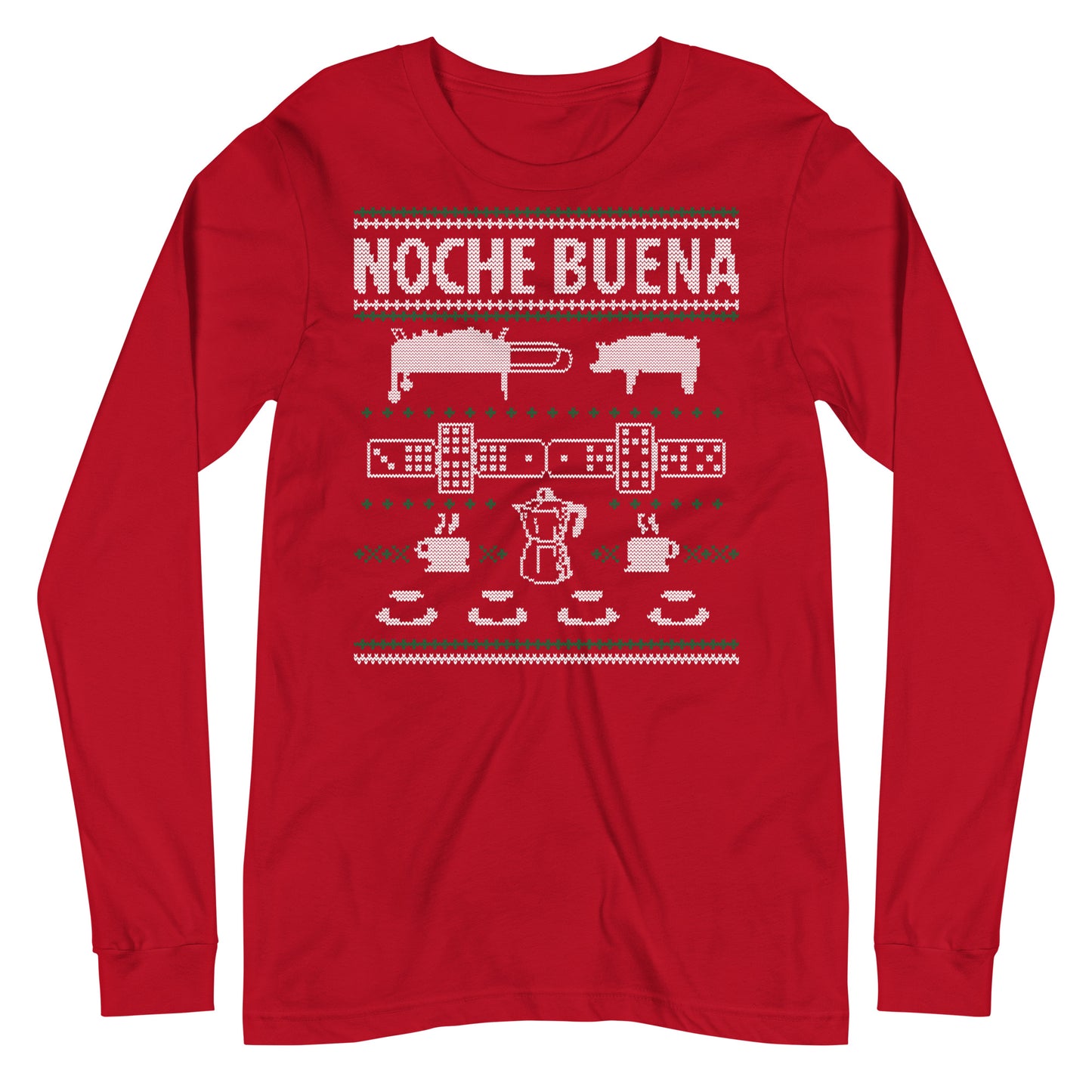 Noche Buena Ugly Xmas Long Sleeve T-Shirt (Red)
